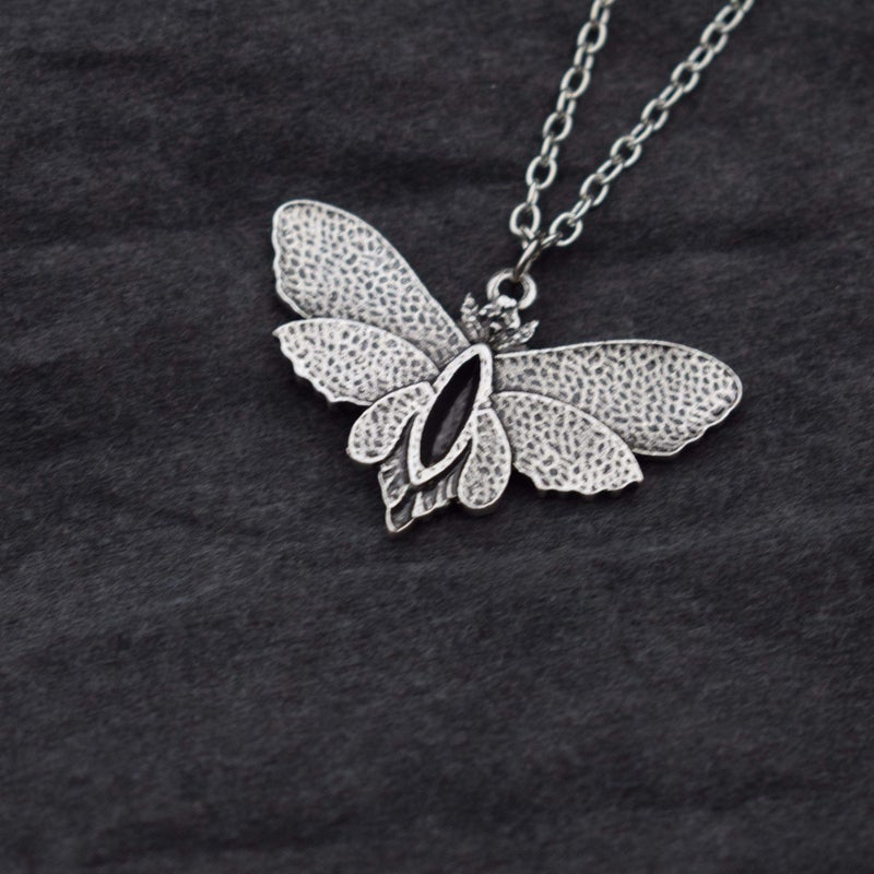 SanLan Big Skull and Dead Moth Head Insect Jewellery Butterfly Pendant Necklace (Silver & Style 2) - Image 3